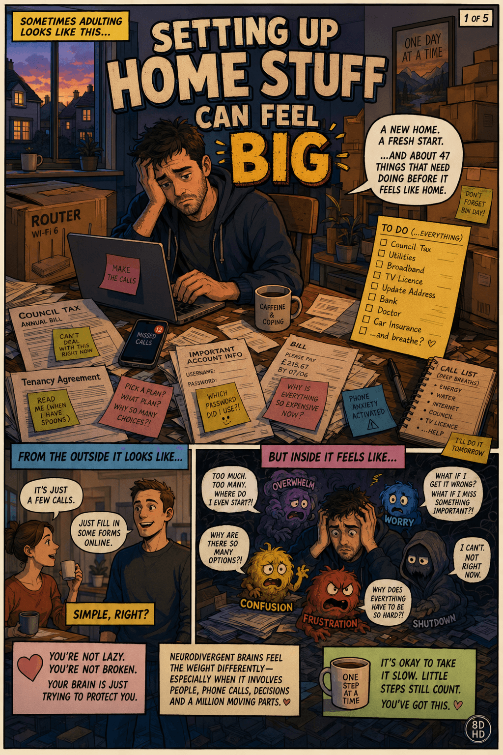 Adult Setting Up Home Stuff Can Feel Big comic sample