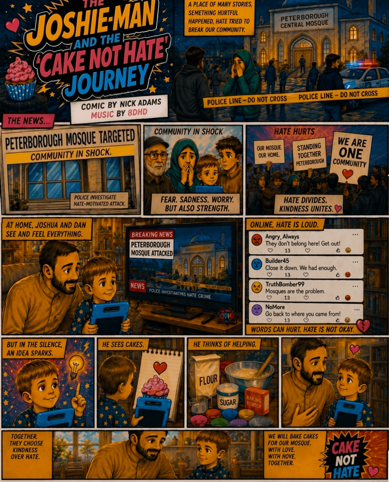 First page preview of the Cake Not Hate comic project