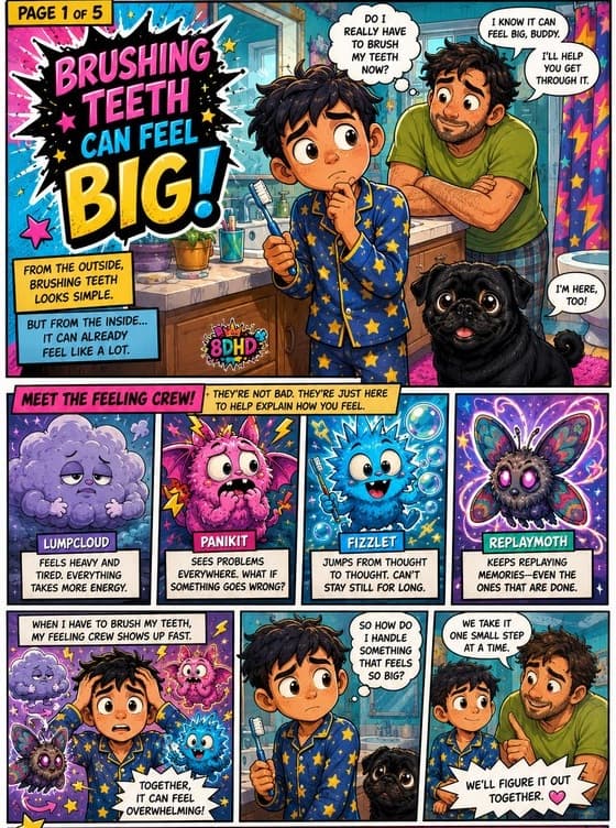 First page comic preview from At Home Morning Routine