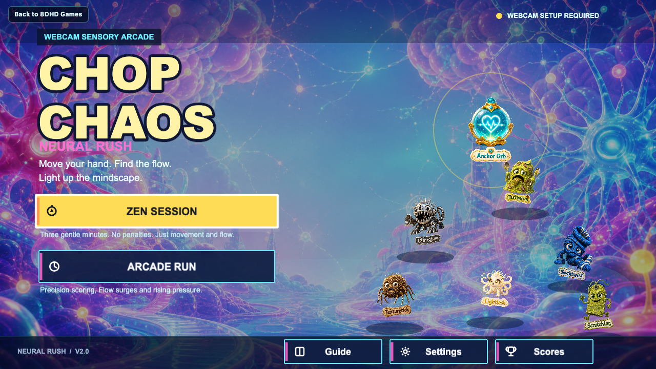 CHOP CHAOS: Neural Rush webcam sensory arcade
